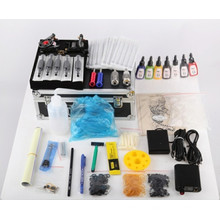 Beliebte Anfänger Tattoo Kit Set 7color Tinten macht 2 Pistolen